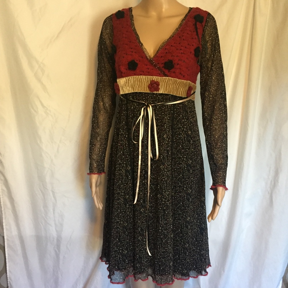 Roberto Naldi UK Size 10 Long Sleeve Floral Dress